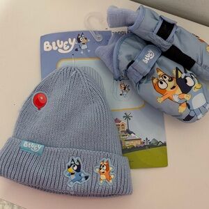 Bluey Kids Hat Gloves Set - Light Blue toddler one size ,it is new